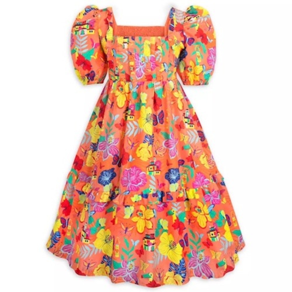 Disney Parks Encanto Spotlight Dress XL Floral Butterfly Tropical Tiered Midi